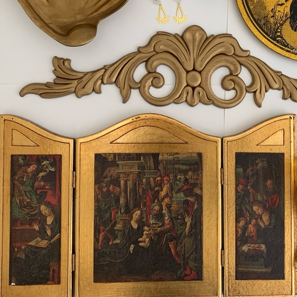 Florentine Style Religious Triptych Annunciation Adoration of the Magi Art - Picture 3 of 7